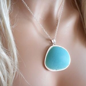 Tumbled Shaped Sea Glass Necklace and Earrings